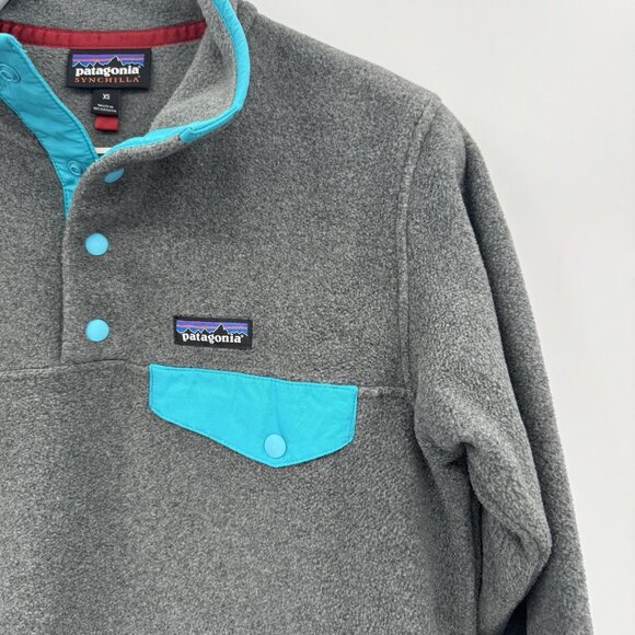 Patagonia Women's Lightweight Synchilla Snap-T Fleece Pullover XS Gray/Blue - Picture 2 of 7
